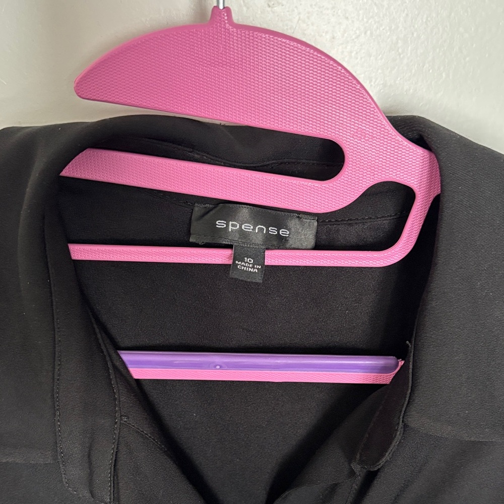 Spense Black Collared Button-Up Top - image 1